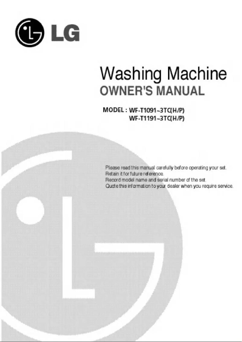 Página 1 del manual Manual de usuario LG WF-T1093TPX