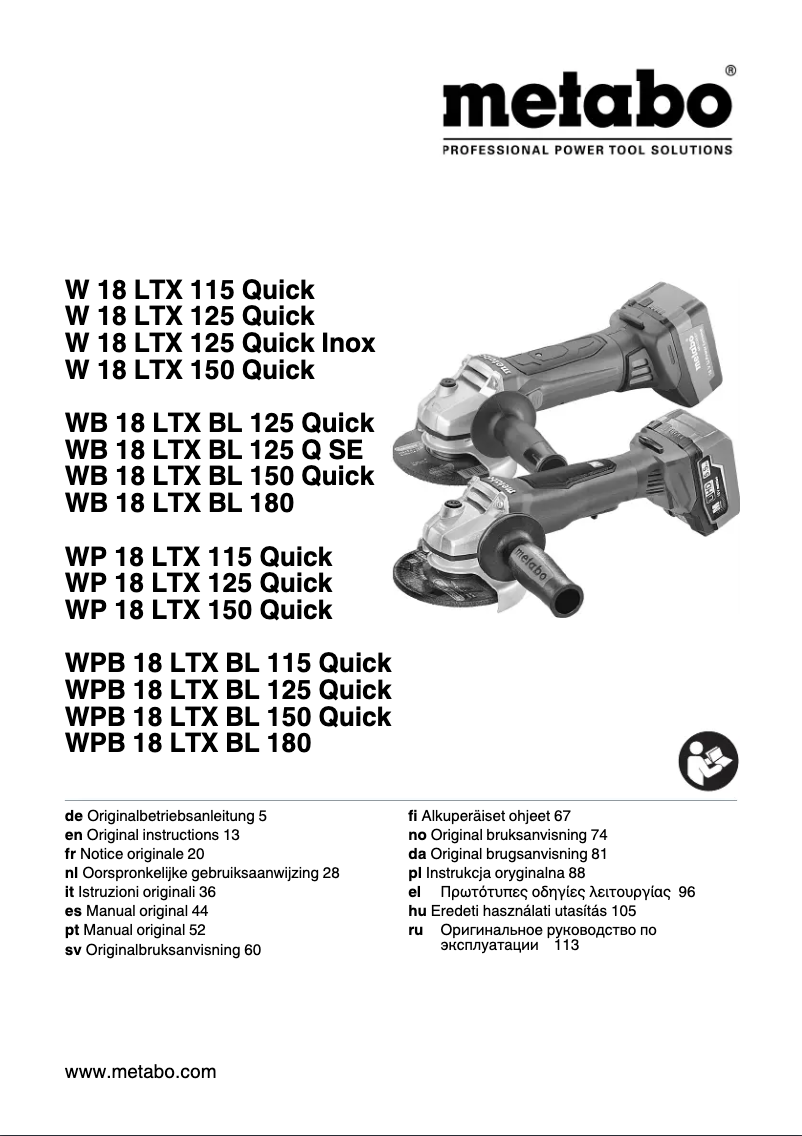 Imagen de la primera página del manual del dispositivo W 18 LTX 115