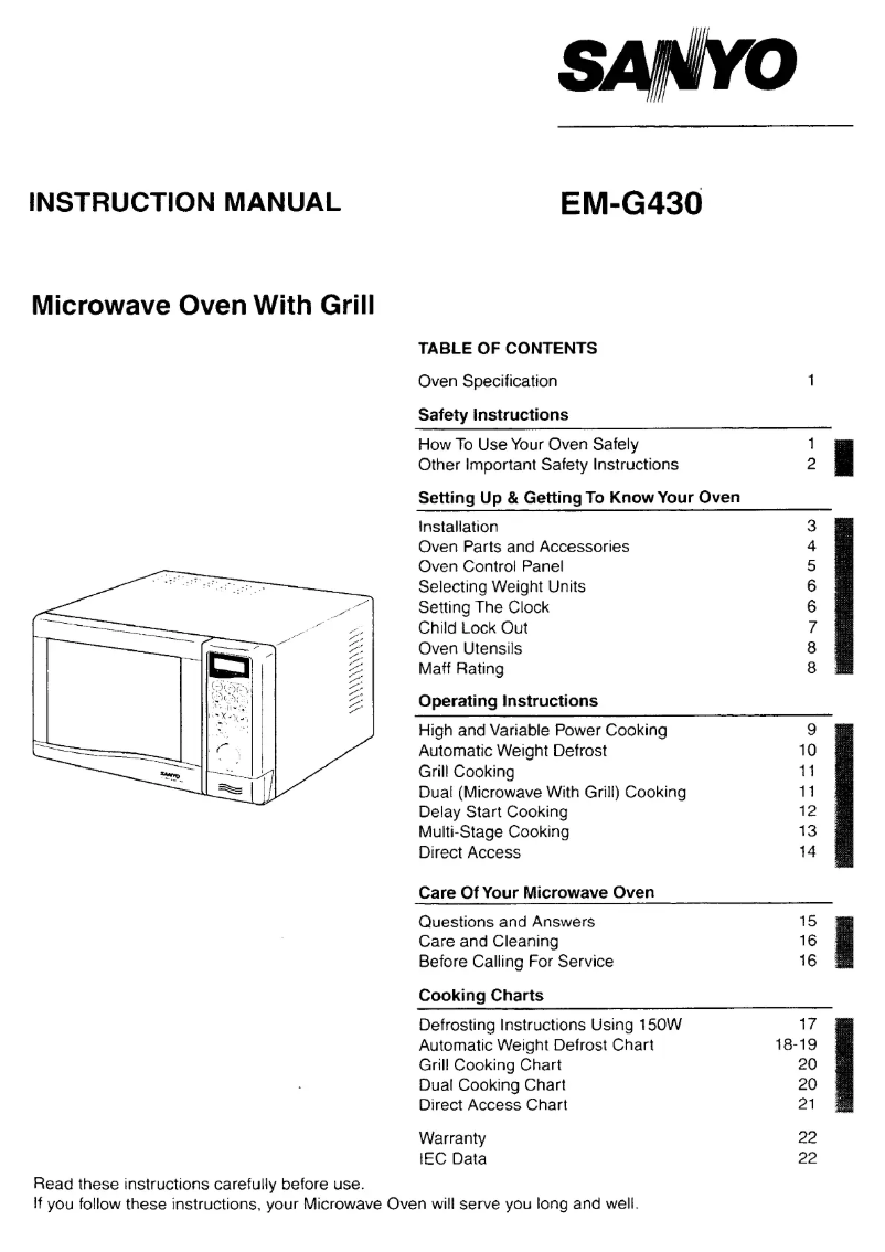 Imagen de la primera página del manual del dispositivo EM-G430