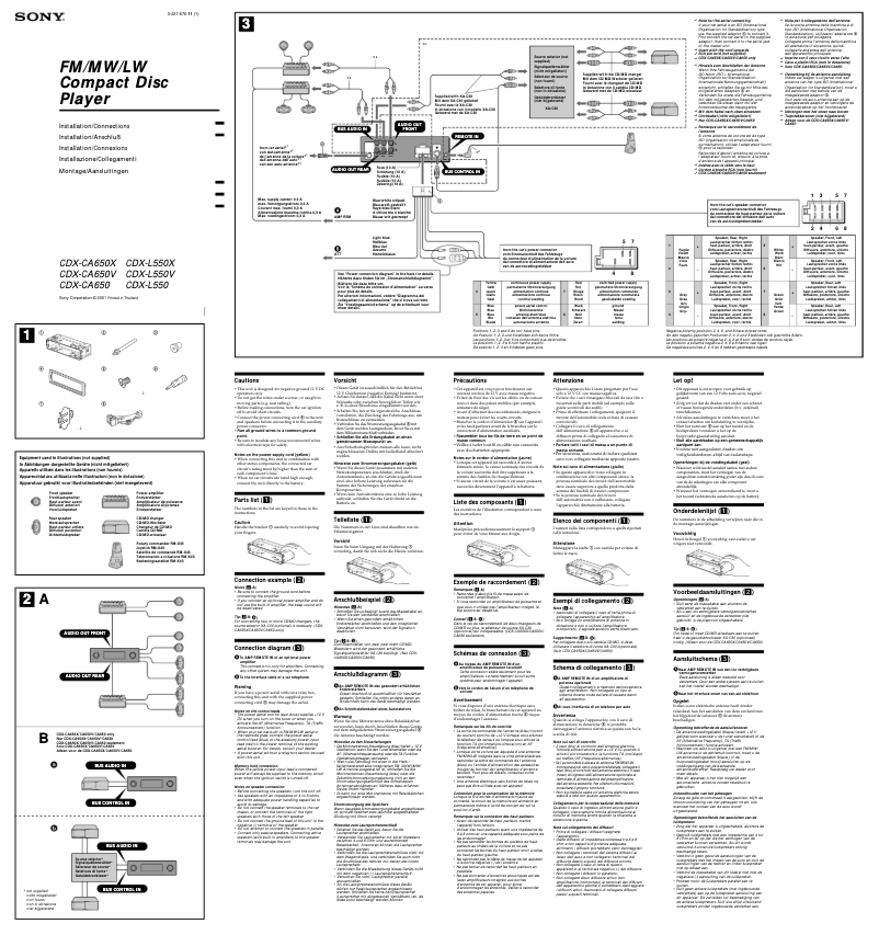 Imagen de la primera página del manual del dispositivo CDX-L550V