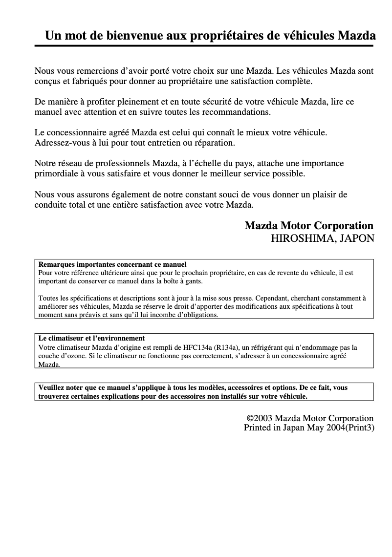 Página 1 del manual Manual de usuario Mazda MPV (2004)