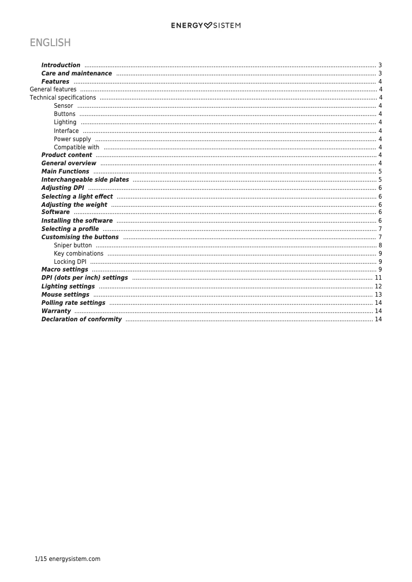 Imagen de la primera página del manual del dispositivo ESG M5