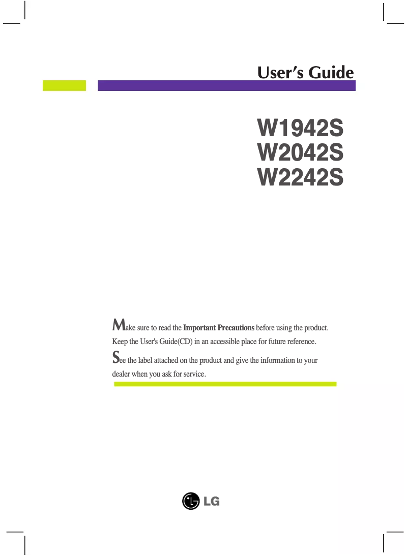 Imagen de la primera página del manual del dispositivo W2042S-SF