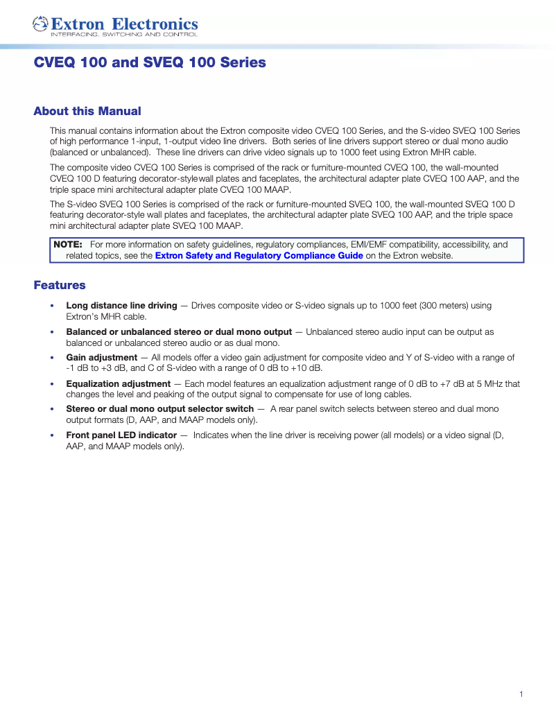 Página 1 del manual Manual de usuario Extron SVEQ 100