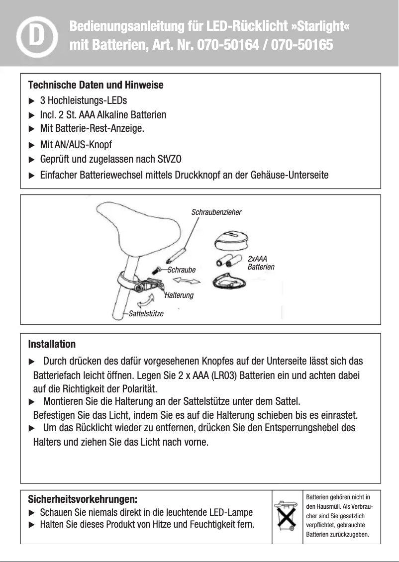 Imagen de la primera página del manual del dispositivo Starlight