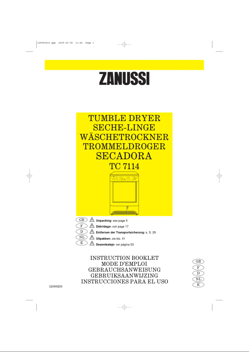 Página nº 1 - Manual de usuario Zanussi TC-7114