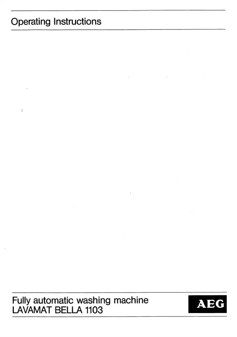 Imagen de la primera página del manual del dispositivo Lavamat Bella 1103