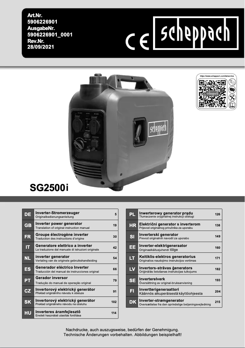 Página nº 1 - Manual de usuario Scheppach SG2500I