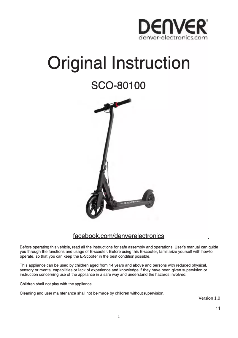 Página nº 1 - Manual de usuario Denver SCO-80100