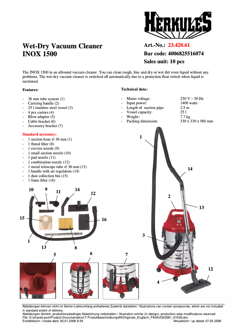 Página 1 del manual Manual de usuario Herkules INOX 1500