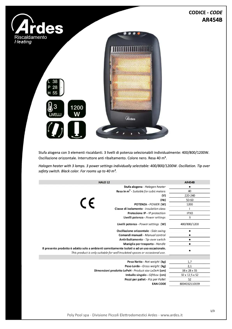 Página nº 1 - Ficha técnica Ardes AR454B