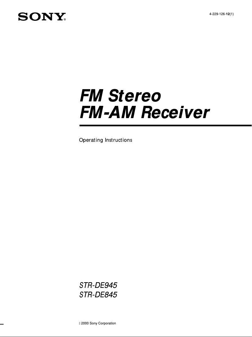 Imagen de la primera página del manual del dispositivo STR-DE845