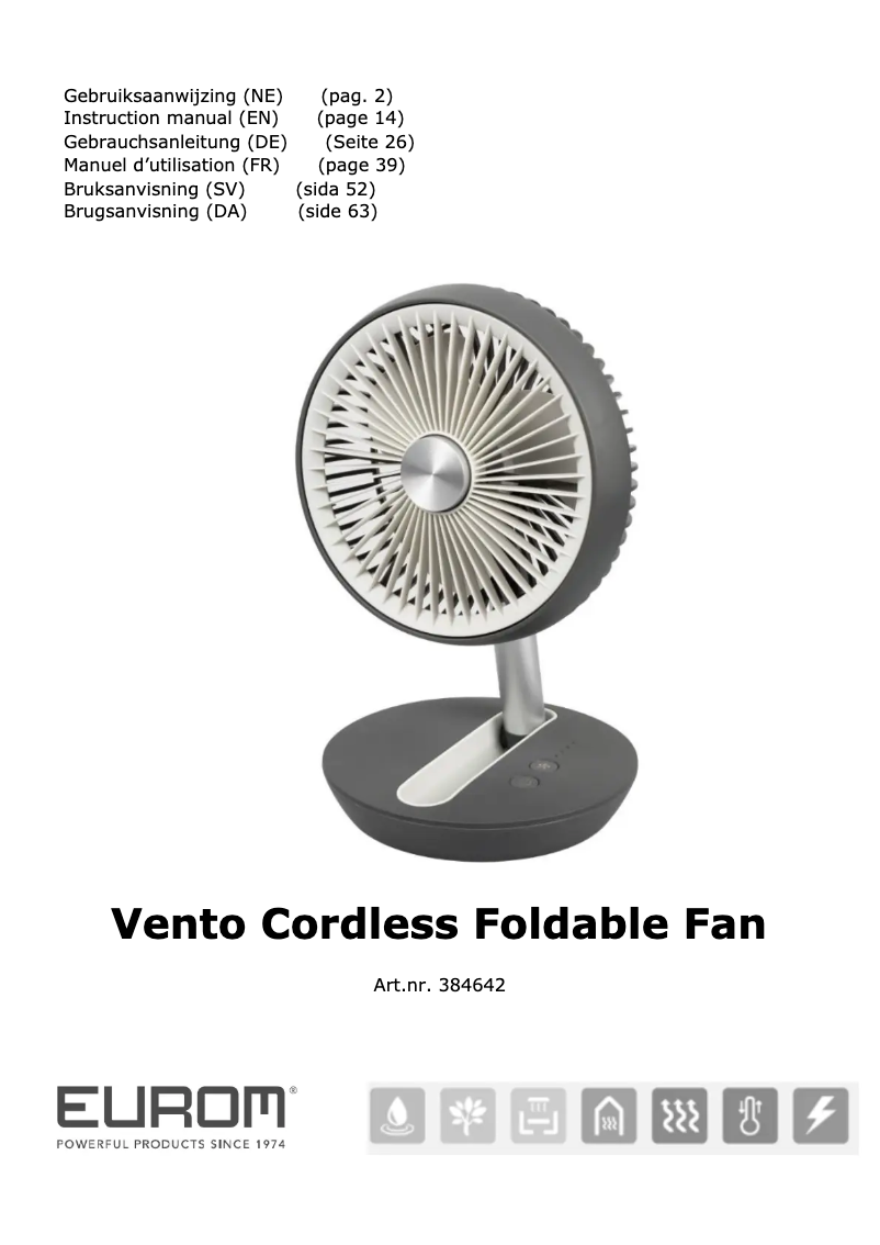 Página nº 1 - Manual de usuario Eurom Vento Cordless