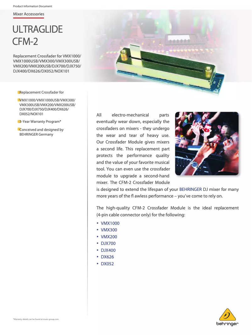 Página 1 del manual Ficha técnica Behringer CFM-2