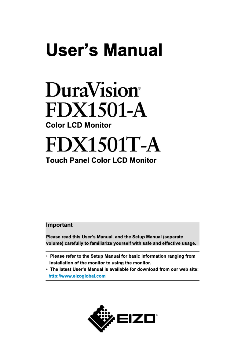 Imagen de la primera página del manual del dispositivo DuraVision FDX1501-A