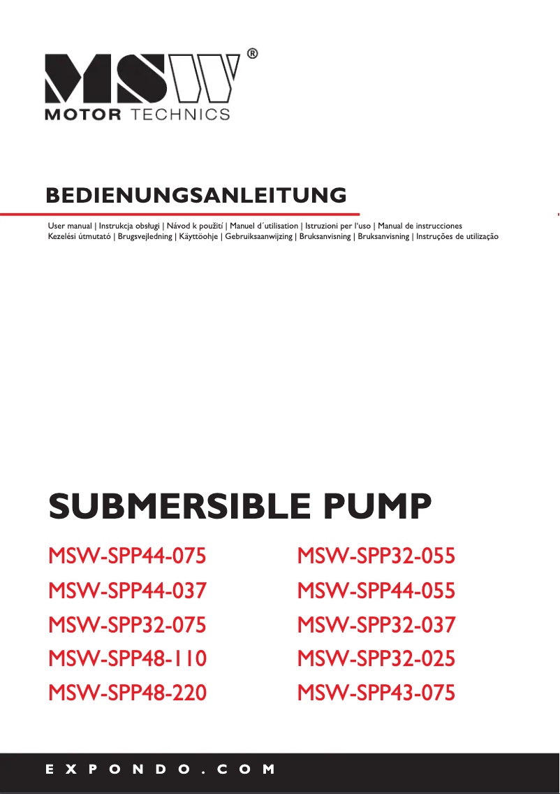Imagen de la primera página del manual del dispositivo MSW-SPP48-110