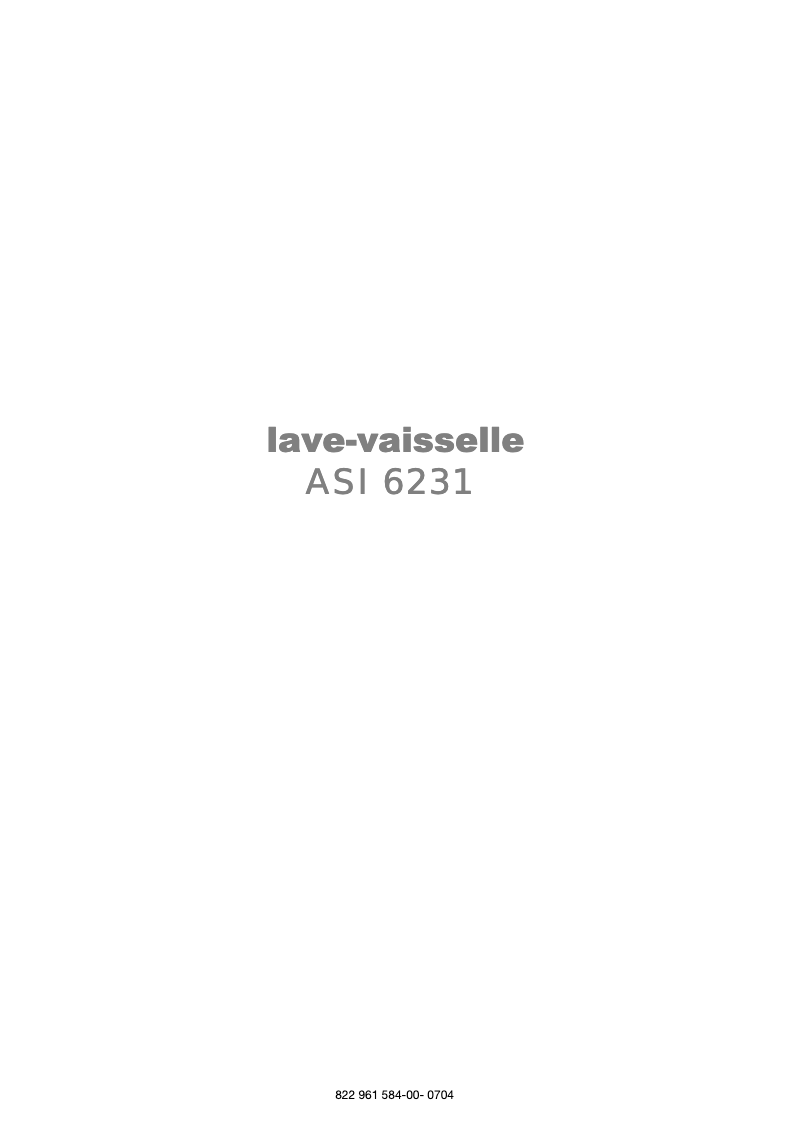 Página 1 del manual Manual de usuario Arthur Martin-Electrolux ASI 6231