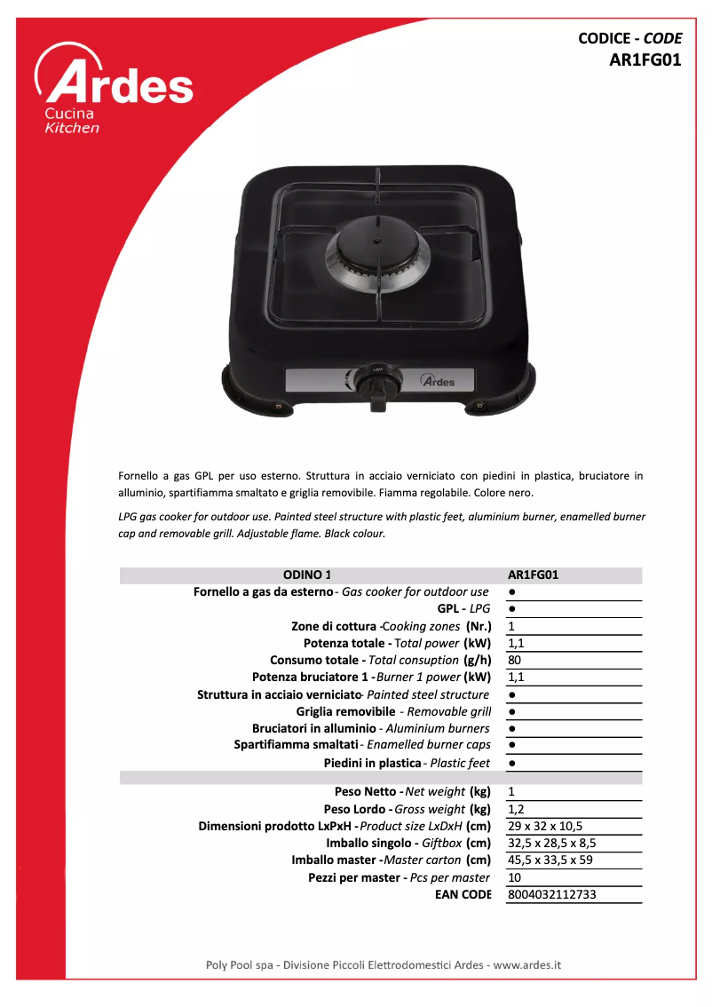 Imagen de la primera página del manual del dispositivo AR1FG01