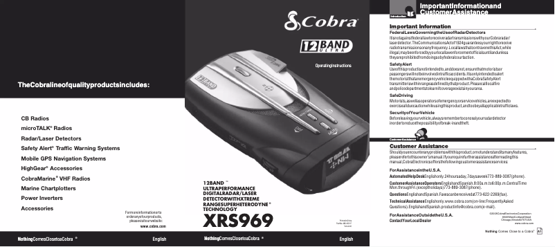 Imagen de la primera página del manual del dispositivo XRS 969