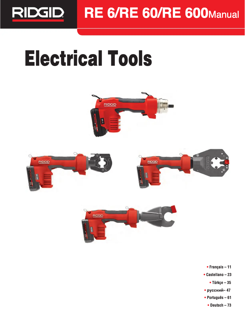 Imagen de la primera página del manual del dispositivo RE 6