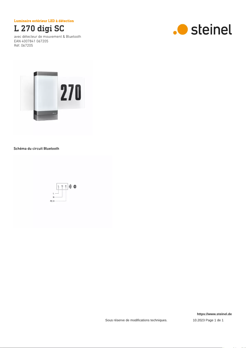 Página 1 del manual Diagrama de cableado Steinel L 270 Digi SC
