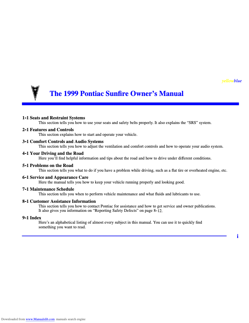 Página nº 1 - Manual de usuario Pontiac Torrent (1999)