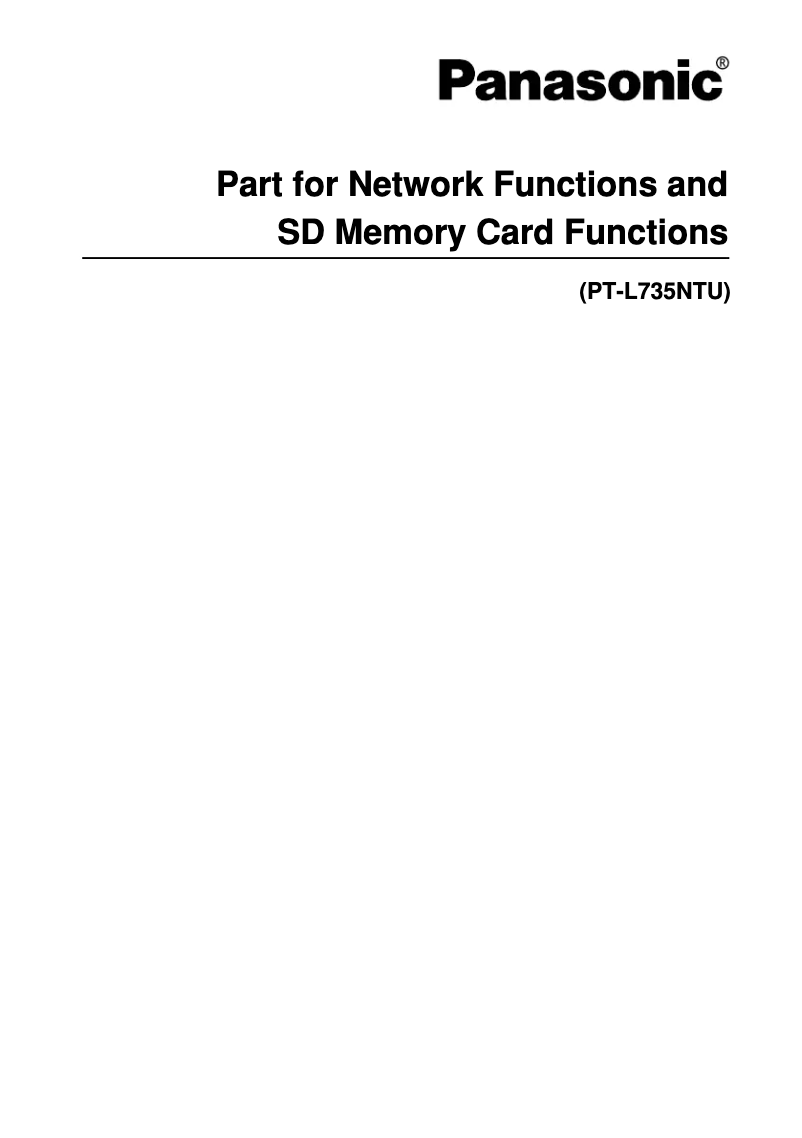 Página nº 1 - Manual de usuario Panasonic PT-L735NTU
