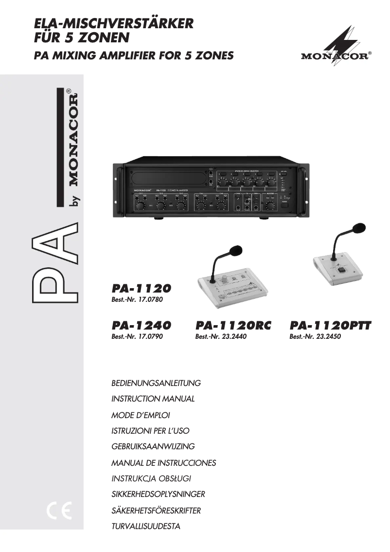Imagen de la primera página del manual del dispositivo PA-1120PTT