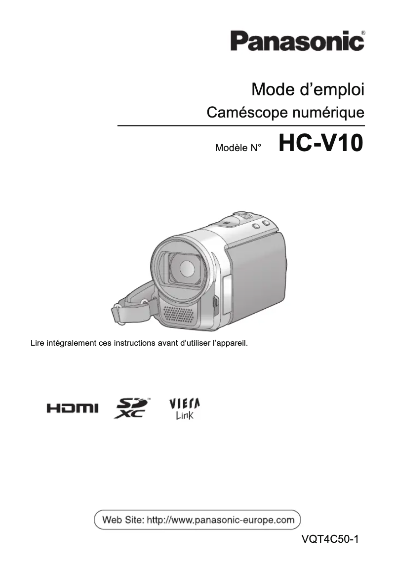 Imagen de la primera página del manual del dispositivo HC-V10