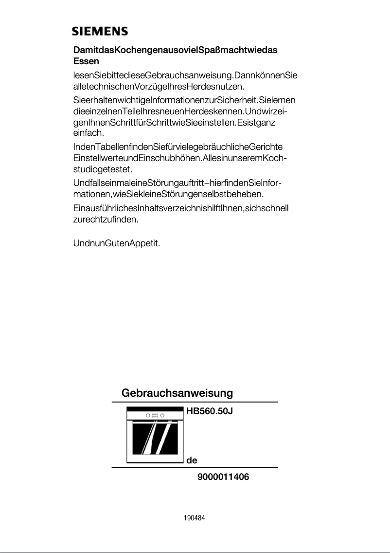 Imagen de la primera página del manual del dispositivo HB560750J