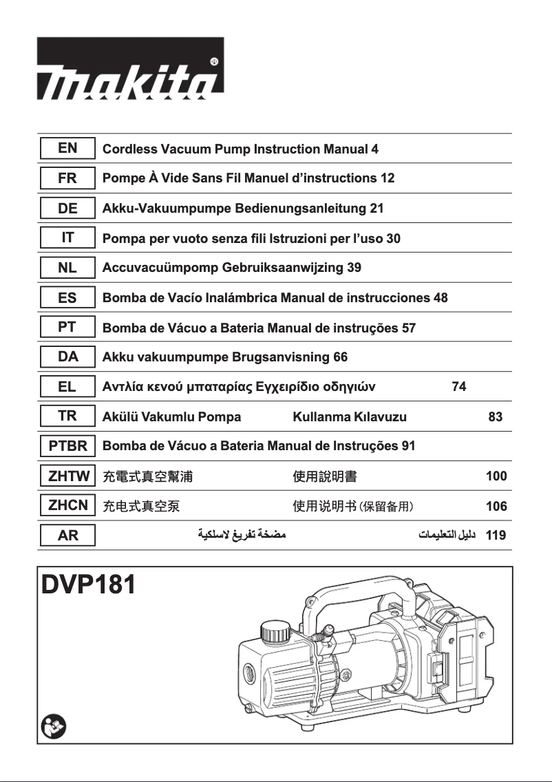 Página 1 del manual Manual de usuario Makita DVP180Z