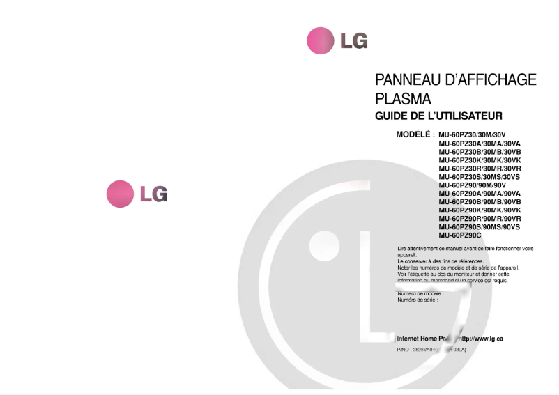 Página nº 1 - Manual de usuario LG MU-60PZ90V