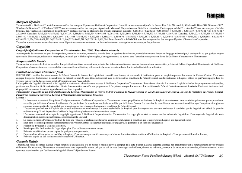 Página nº 1 - Manual de usuario Thrustmaster Force Feedback