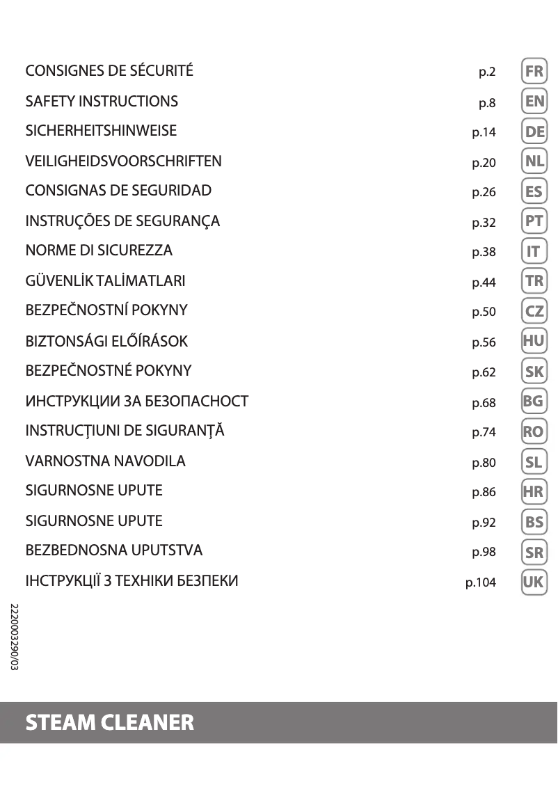 Imagen de la primera página del manual del dispositivo Clean & Steam Revolution RY7757