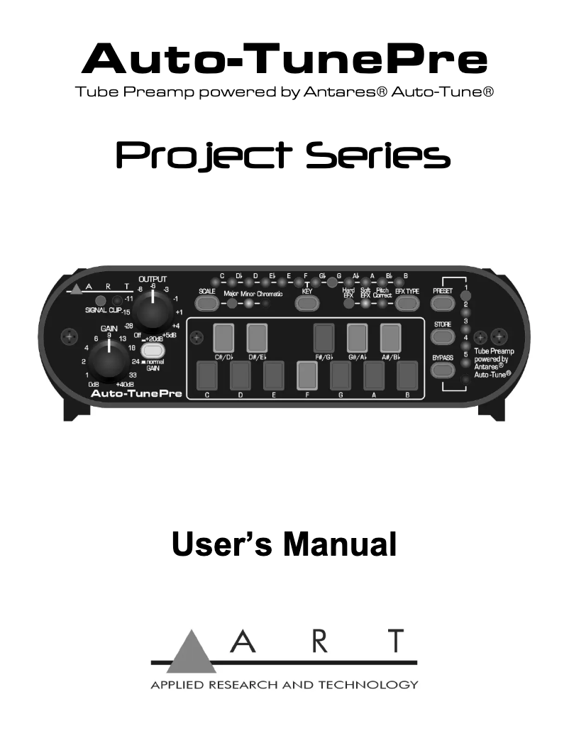 Imagen de la primera página del manual del dispositivo Auto-Tune Pre