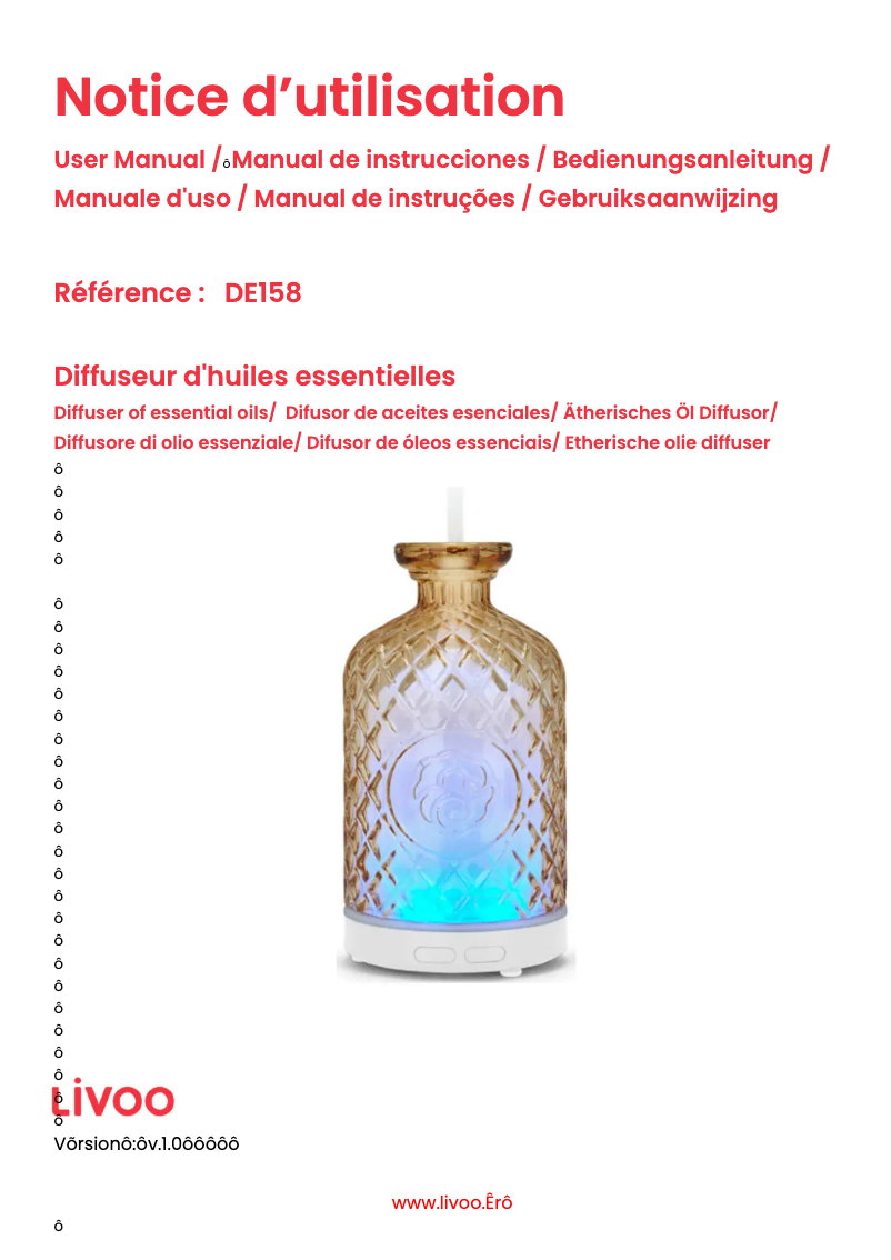 Imagen de la primera página del manual del dispositivo DE158