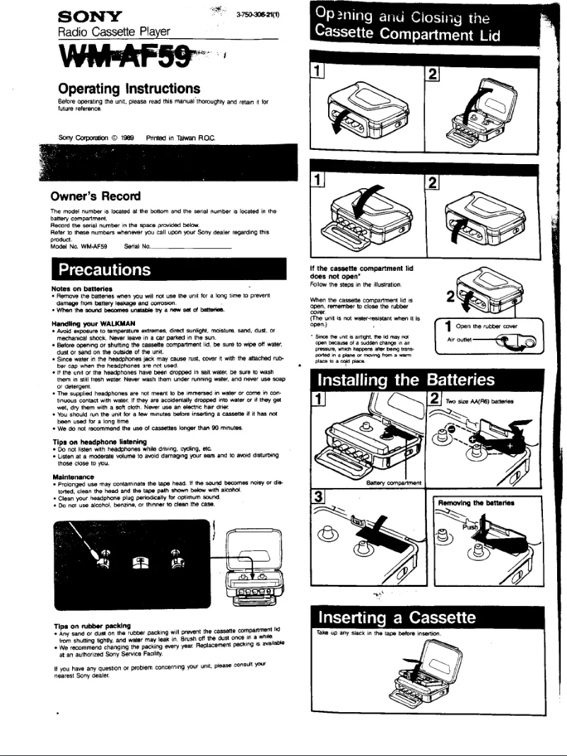 Página 1 del manual Manual de usuario Sony Walkman WM-AF59