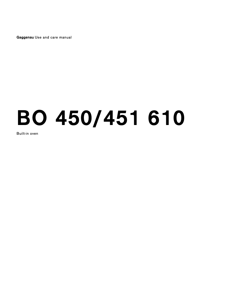 Página nº 1 - Manual de usuario Gaggenau BO451610