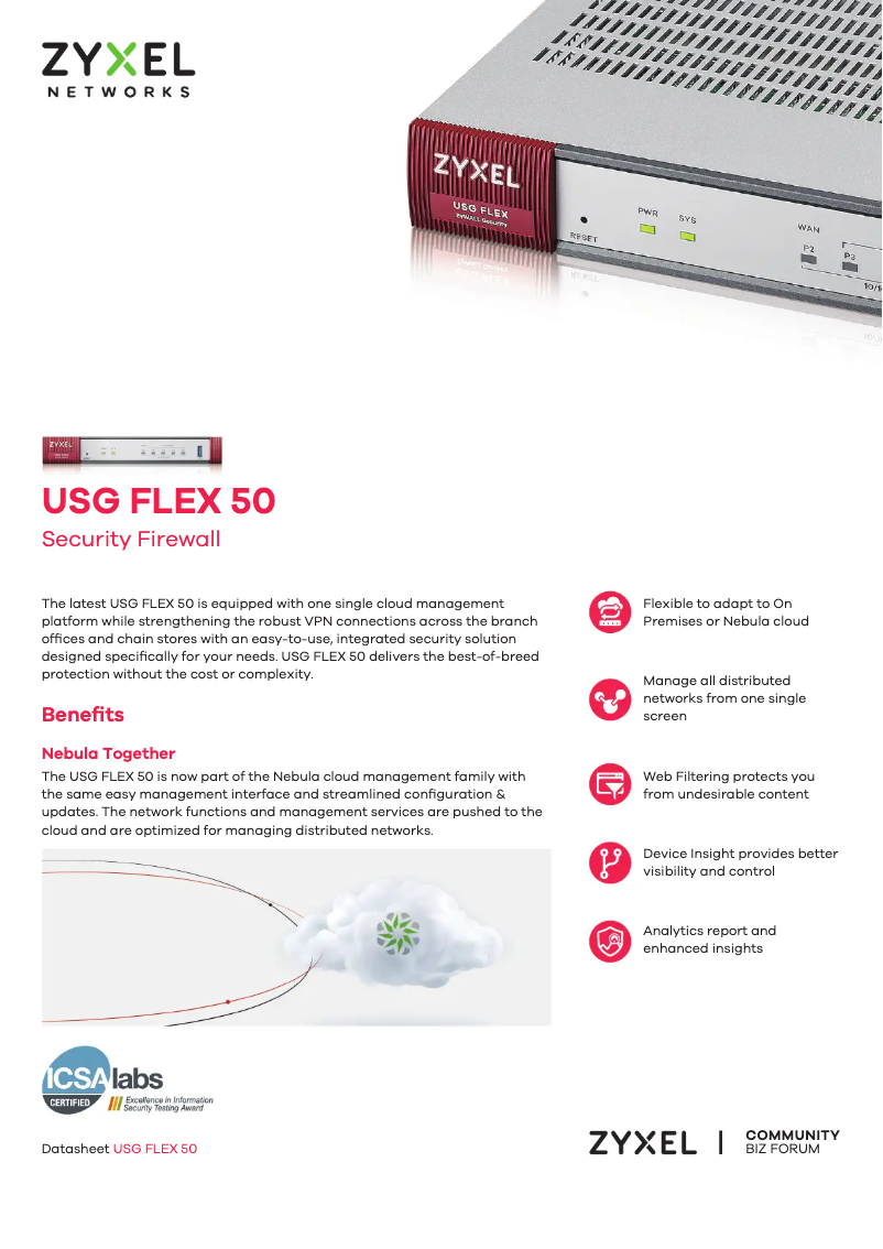 Página nº 1 - Ficha técnica ZyXEL USG FLEX 50