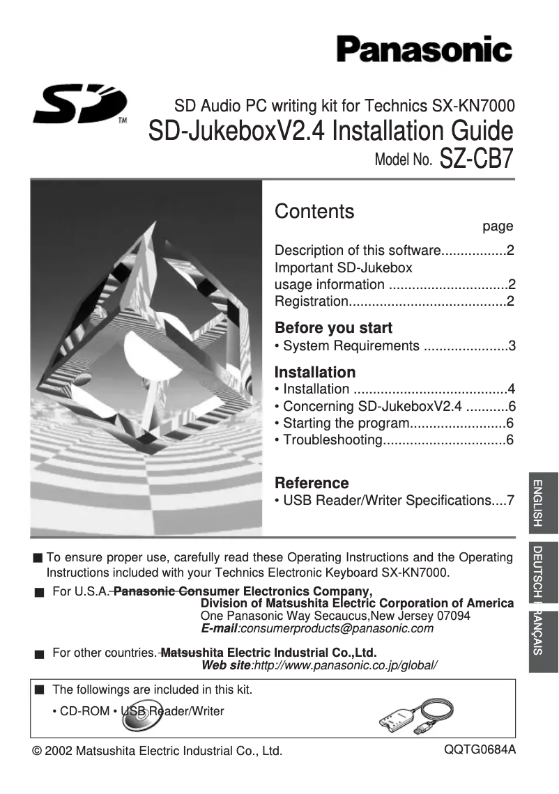 Página 1 del manual Manual de usuario Panasonic SZ-CB7