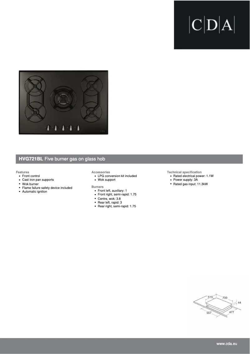Imagen de la primera página del manual del dispositivo HVG721BL