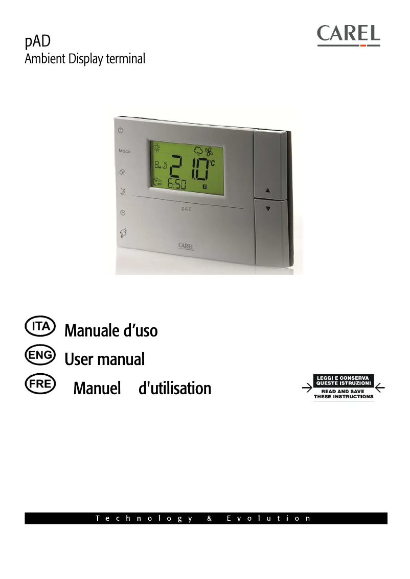 Imagen de la primera página del manual del dispositivo pAD