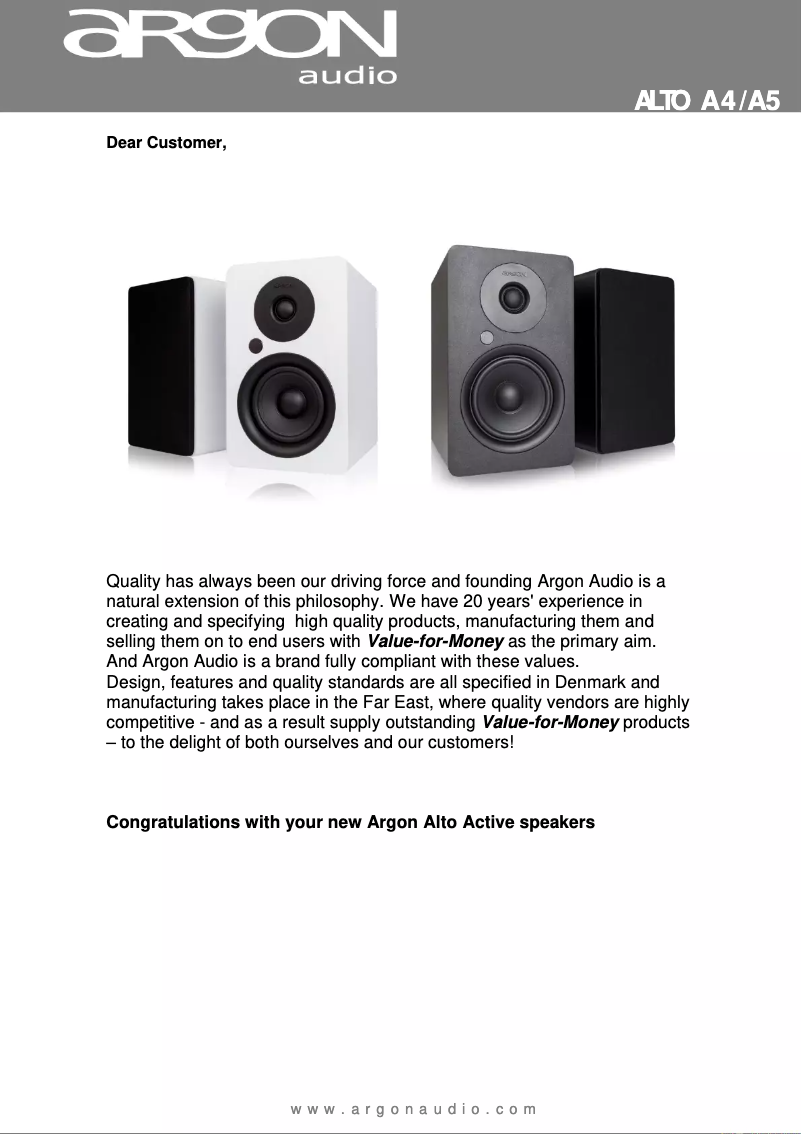 Imagen de la primera página del manual del dispositivo Alto A5