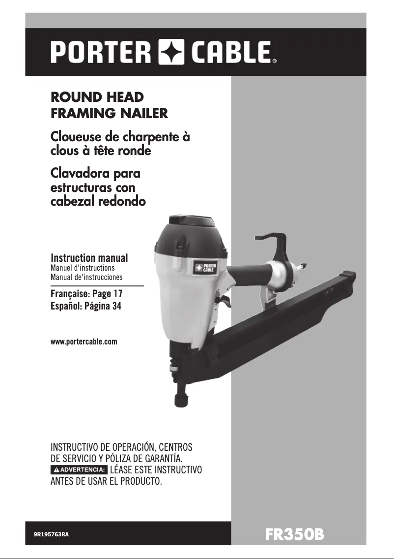 Imagen de la primera página del manual del dispositivo FR350B