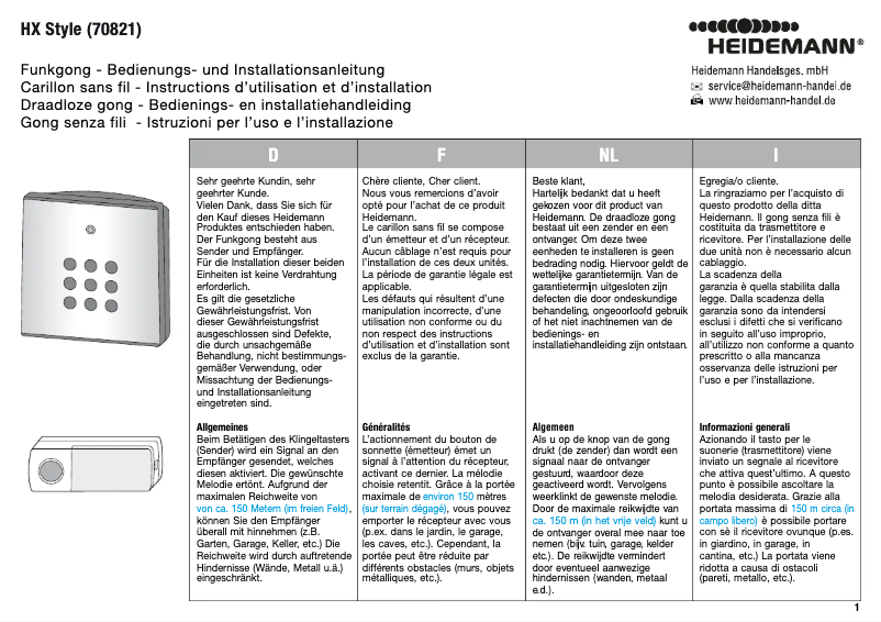 Página 1 del manual Manual de usuario Heidemann HX Style 70821