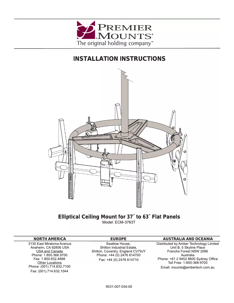 Página 1 del manual Manual de usuario Premier Mounts ECM-3763T