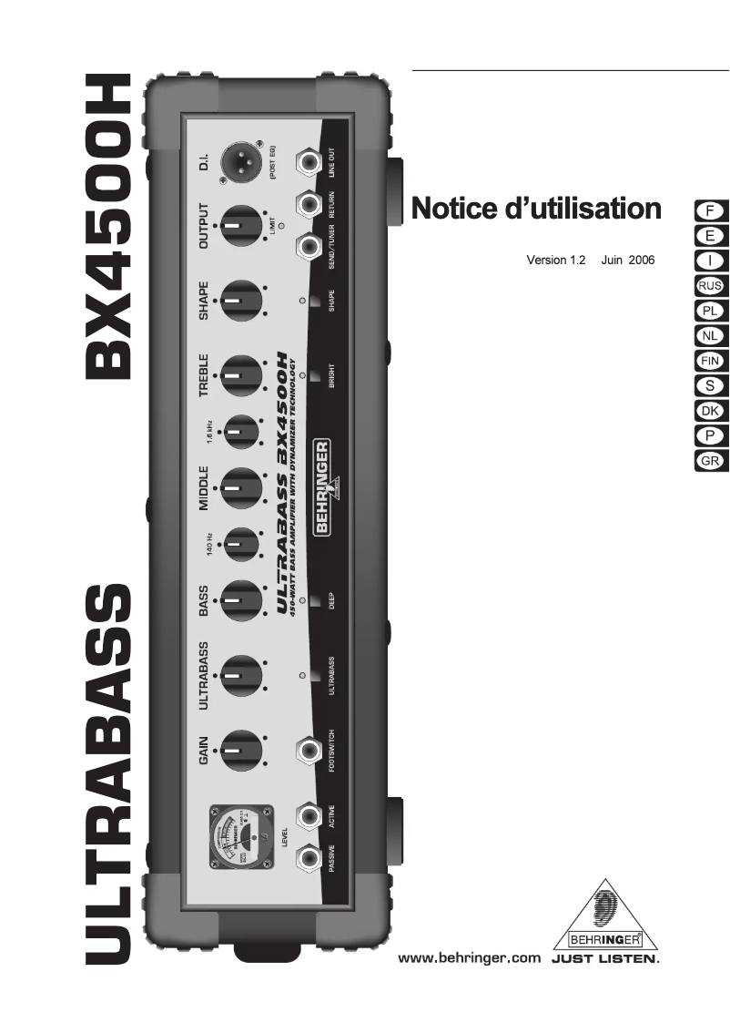 Imagen de la primera página del manual del dispositivo Ultrabass BX4500H