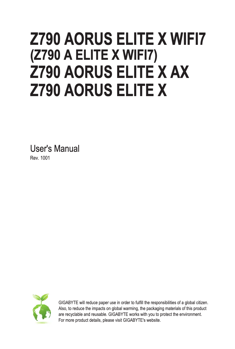 Página 1 del manual Manual de usuario Gigabyte Z790 AORUS ELITE X AX