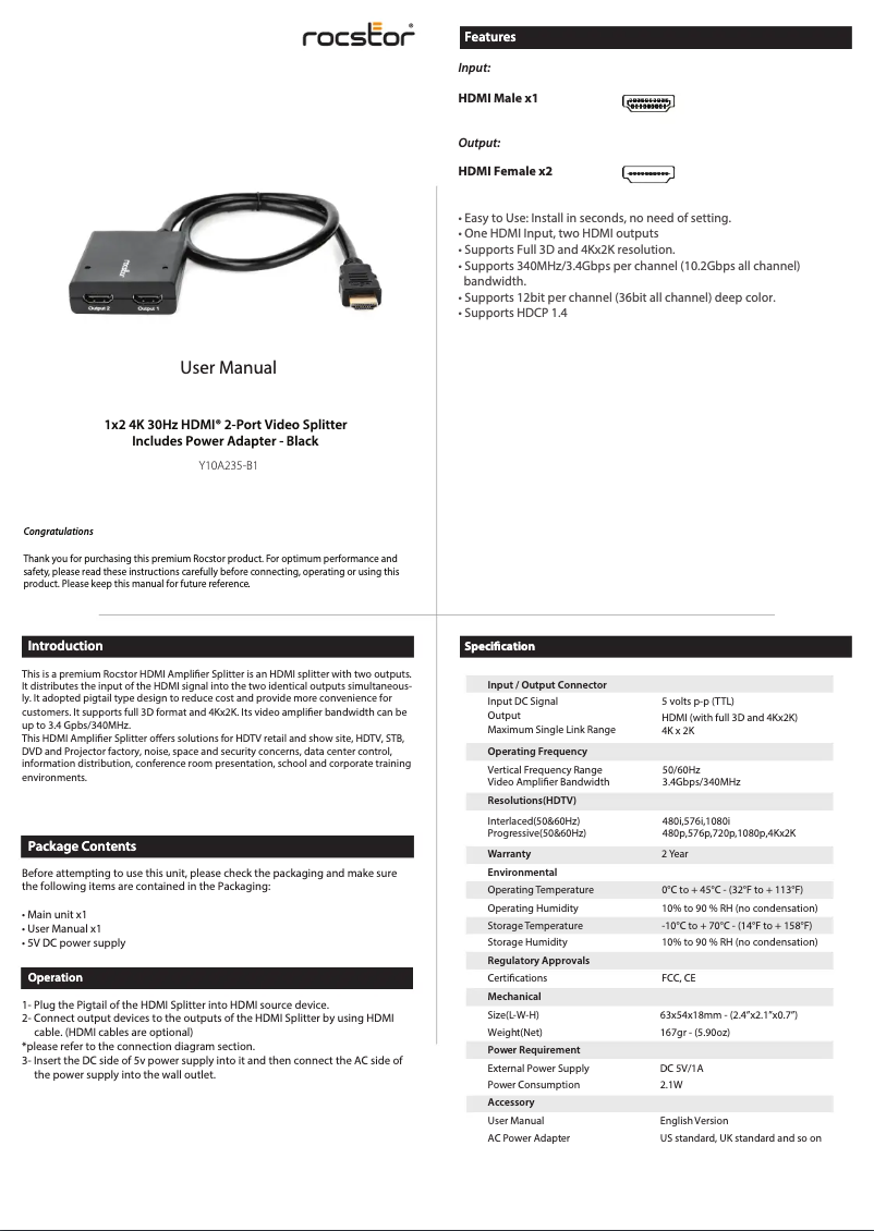 Página nº 1 - Manual de usuario Rocstor Y10A235-B1