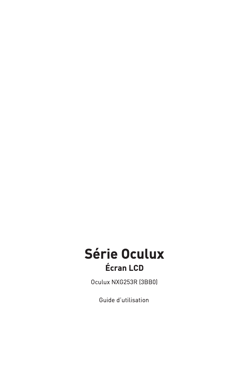 Imagen de la primera página del manual del dispositivo Oculux NXG253R